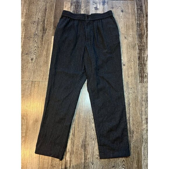 Ami Alexandre Mattiussi Elasticated Waist Pants Wool Black Pinstripe Size Small - Picture 3 of 10